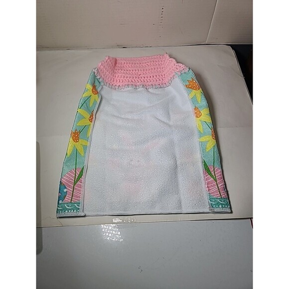 NEW  Handmade Crochet Bunny Happy Easter Kitchen Oven Door Hanging Hand Towel - Picture 4 of 5